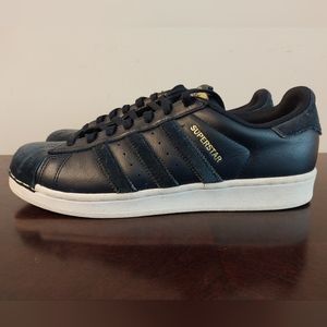 Adidas Superstar Navy Blue Leather & Velvet Casual Size 9 Shoe